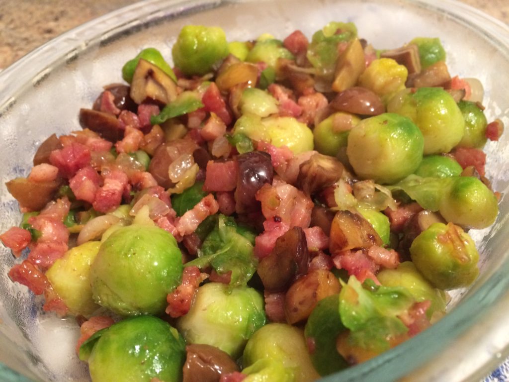 Brussel Sprouts With Bacon And Chestnuts Dave S Delicious Delights