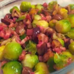 Brussels sprouts with bacon lardons and chestnuts